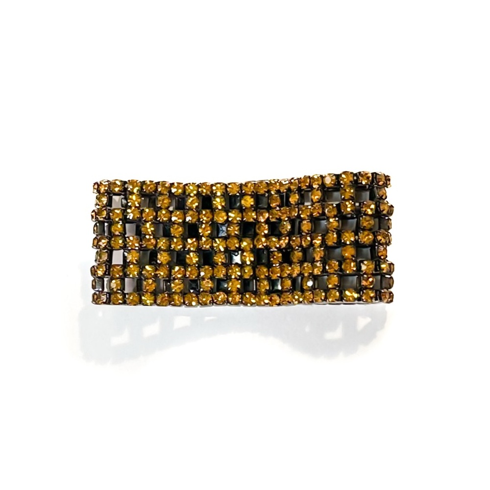 Cognac Rhinestone Stretch Bracelet – Black Nickel Plated